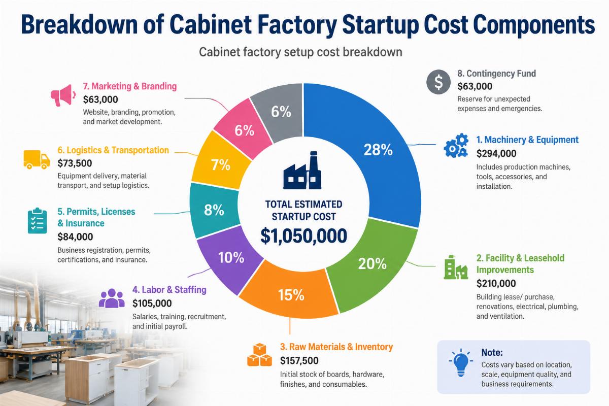 Cabinet factory setup cost breakdown Breakdown of cabinet factory startup cost components