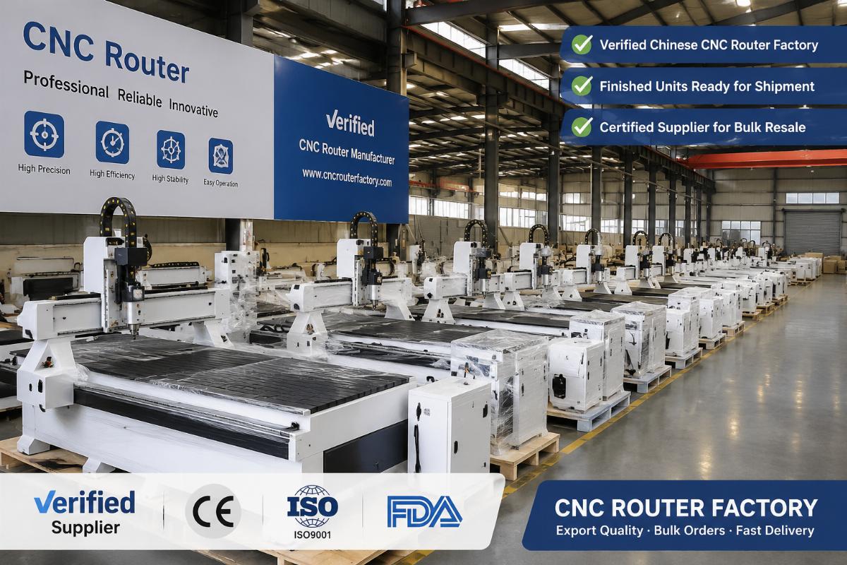 Certified Chinese CNC router supplier for bulk resale Verified Chinese CNC router factory production line with finished units ready for shipment