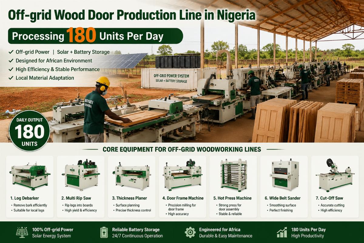 core equipment for off-grid woodworking lines Off-grid wood door production line in Nigeria processing 180 units per day