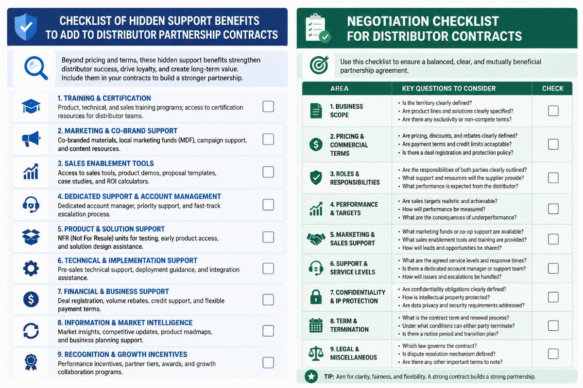 negotiation checklist for distributor contracts Checklist of hidden support benefits to add to distributor partnership contracts