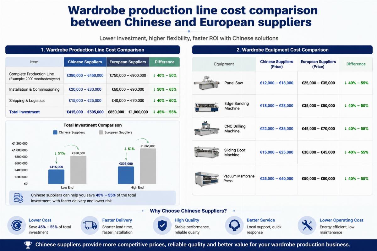 Wardrobe production line cost comparison between Chinese and European suppliers